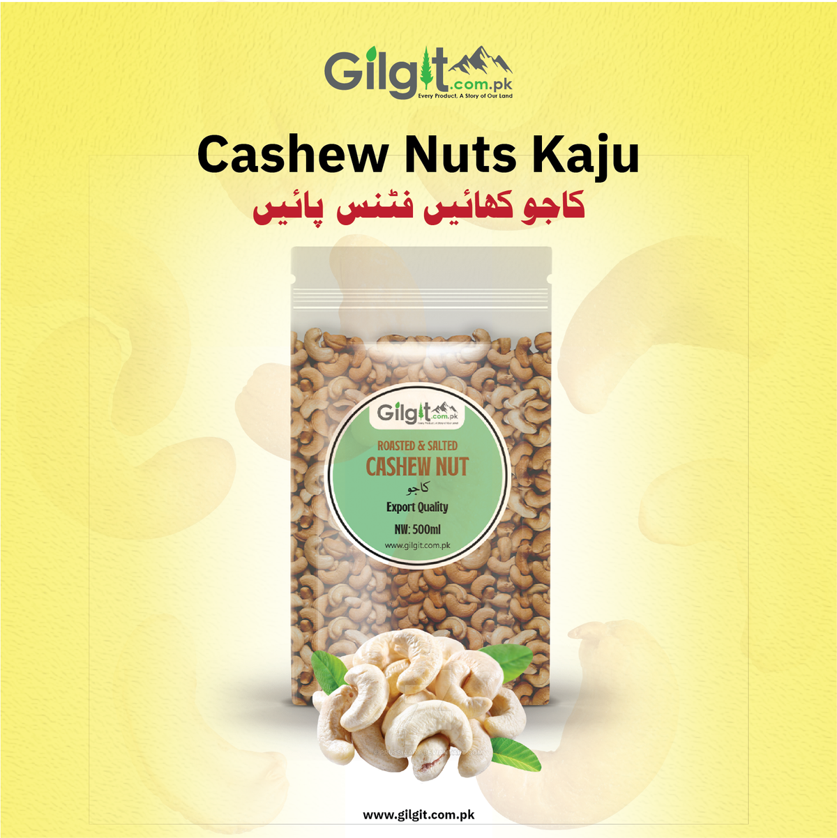 Premium Cashew Nuts Kaju (Roasted & Salted)– Fresh, Crunchy & Healthy Dry Fruits in Pakistan | Gilgit.com.pk